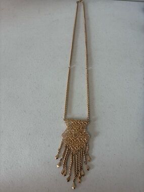 Stella & Dot Gold Filigree Fringe Pendant Necklace